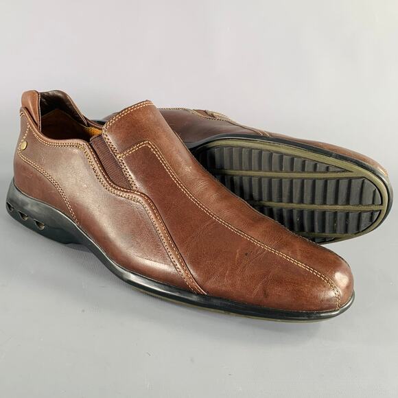 COLE HAAN Size 9.5 Brown Contrast Stitch Leather Slip On Loafers main image 6